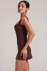 Square-Neck Top in Chocolate Brown