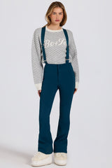 Waterproof High-Rise Salopettes with Suspenders in Teal