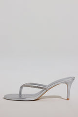 Heeled Sandal in Silver