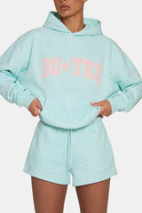 Oversized Applique Hoodie  in Peppermint Polka Dot